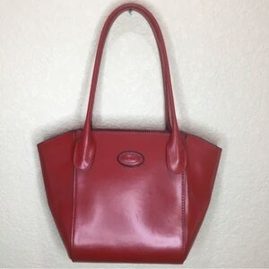 Tod’s Red Leather DAMAGED EDGING D-Bag Shoulder Long Handles Zip Zipper